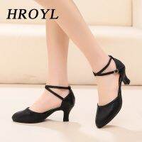 HROYL Girls Modern Latin Dance Shoes Women For Ladies Ballroom Tango Dancing Shoes Closed Toe Rubber Sole Dropshipping