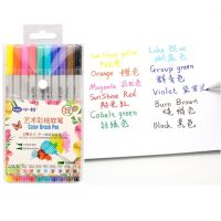 10pcs Color Brush Pen Set Flexible Soft Tip Marker for Drawing Lettering Calligraphy Painting Liner School Art Supplies A6576