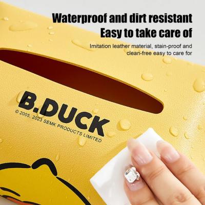 Car Napkin Holder Case Cute Duck Pattern Car Tissue Box PU Leather Auto Napkin Holder Paper Container for Car Console &amp; Backseat Storage Household Tissue Holder carefully