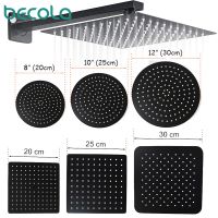 Bernicl Stainless steel  Black Bathroom Ultrathin 2 mm Rain Shower Head 8/10/12 Inch Wall   Ceiling Square Round Rainfall head