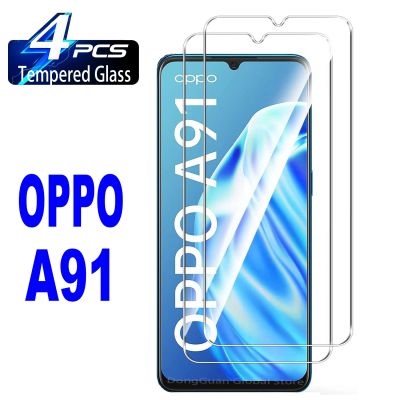 ฟิล์มปกป้องหน้าจอ A91 OPPO กระจกนิรภัยสำหรับ2/4ชิ้น