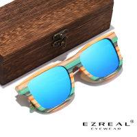 EZREAL Fashion Skateboard Wood Bamboo Sunglasses Polarized for Women Mens Designer Wooden Sun Glasses UV400