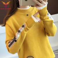 利Womens Sweater 2023 Thickened Knitwear Korean Fashion Sweater Womens Versatile Half High Neck Top