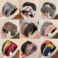 New Women Hair Hoop printing Headband Broadside Knotted Hairband Girls Retro Makeup Sports Hair Accessories FG123