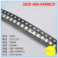 ลูกปัดโคมไฟ LED 3020 3V 20MA 100ชิ้น LED แบบ SMD 3020 0.06W สีขาว/เย็นสีขาว/สีอบอุ่น/สีแดง/สีฟ้า/สีฟ้า/สีฟ้า/สีเขียว/สีเหลือง/สีส้มเน้นไฟ LED-ไดโอดเปล่งแสง