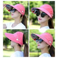 Korean Sun Hat UV Protection Simple Folding Flower Summer Cap Beach Visor Print Sun For Women X7T7