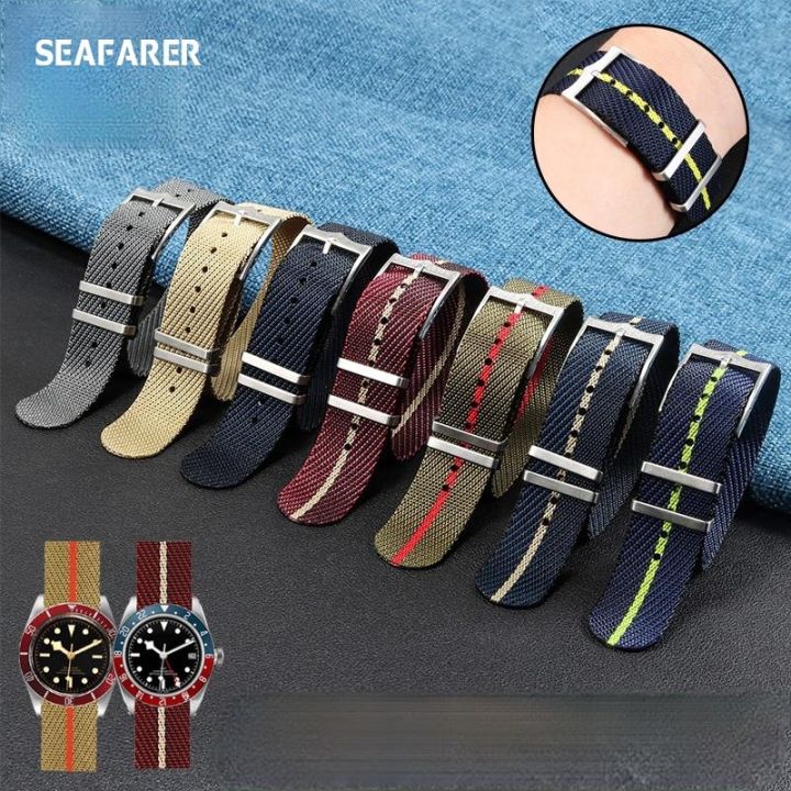 สายนาฬิกาไนลอนสำหรับ-tudor-1958-type-woven-strap-little-red-flower-กันน้ำสำหรับ-omega-rolex-seikoblack-bay-watchband