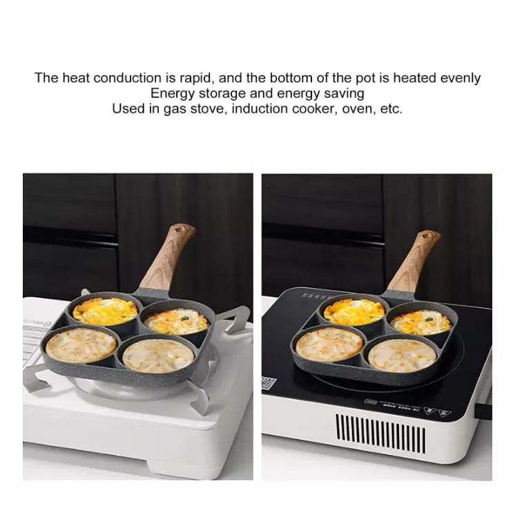 1pc Egg And Burger Fry Pan, Non-stick With Wooden Handle, Suitable For Gas  And Induction Cooker, Great For Cooking Eggs, Burgers, Etc.!