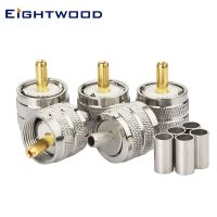 Eightwood 5PCS PL-259 Connectors Crimp PL259 UHF Male Plug Adapter RF Coax Connector for LMR-195 RG142 RG400 RG58 Coaxial Cable