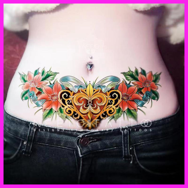 Hot Sale 2020 Butterfly Flower Girls Temporary Tattoo Black Design Waist  Body Fake Tattoo Sticker Leg Belly Waterproof For Women - Temporary Tattoos  - AliExpress