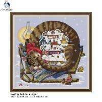 【CC】 winter count cross stitch kit 11ct 14ct handmade needlework cat thorn set crafts