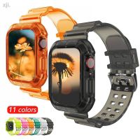 สายซิลิโคนเคสสำหรับ Apple Watch 7 6 5 4 SE 44มม. 40มม. 45สายนาฬิกาเอ็มเอ็ม Iwatch 42มม. 41มม. 38มม.