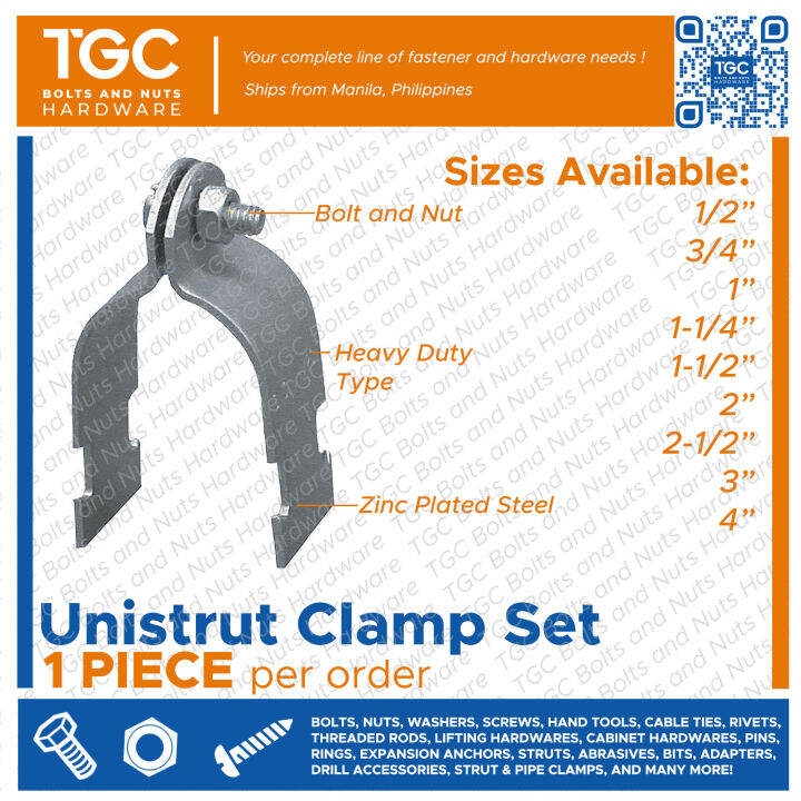 TGC 1PAIR Unistrut Clamp 1/2 | 3/4 | 1 | 1-1/4 | 1-1/2 | 2 | 2-1/2 | 3 ...