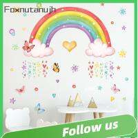 FOXNUTANUJH หลากสี สติ๊กเกอร์ติดผนังสีรุ้ง กันน้ำกันน้ำได้ พีวีซีพีวีซี สติกเกอร์ติดผนังห้องเด็ก อุปกรณ์ตกแต่งห้อง ถอดออกได้ ภาพจิตรกรรมฝาผนังสำหรับผู้หญิง ห้องเลี้ยงเด็กห้อง