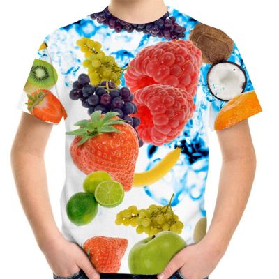 Grape Orange Apple Strawberry Colorful Fruit 3D Print T-Shirt For 4-20Y Boy Girls Summer Children Cool T Shirt Kids Baby Clothes