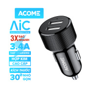 ACOME ACC03 Tẩu sạc trên Ô tô 2 cổng sạc USB sạc nhanh 2.4A hợp kim cao cấp có LED báo hiệu 5 lớp bảo vệ thumbnail
