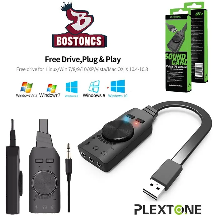 BOSTON PLEXTONE GS3 Virtual 7 1 Channel Adapter External USB Sound Card 1 Year Warranty Lazada