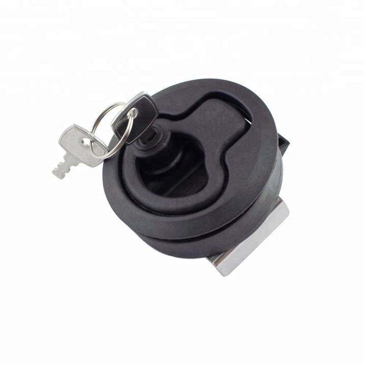 1PCS 2" ABS Plastic Black Round Hatch Latches Locks Slam Latch With Key