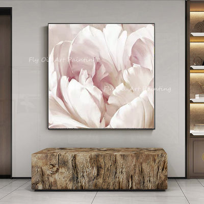 100 Handmade pink flower beautifu plant sqaure picture oil painting no frame on canvas wall decoration gift