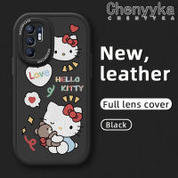 เคส Chenyyka สำหรับ OPPO Reno 6 4G Reno 6 5G เคสลายการ์ตูนน่ารัก Hello Kitty ดีไซน์ใหม่นิ่มเคสโทรศัพท์หนังนิ่มป้องกันกล้องคลุมทั้งหมดเคสสีกันกระแทกขอบนิ่ม