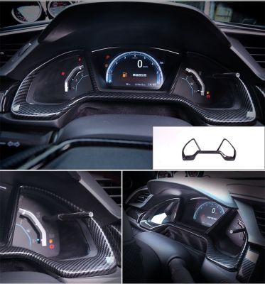 ┅△┅ 1x ABS Carbon Fiber / Red Style Dash Board Instrument Panel Frame Dashboard Speedo Trim Cover for Honda Civic 2016-2021 Gen 10th