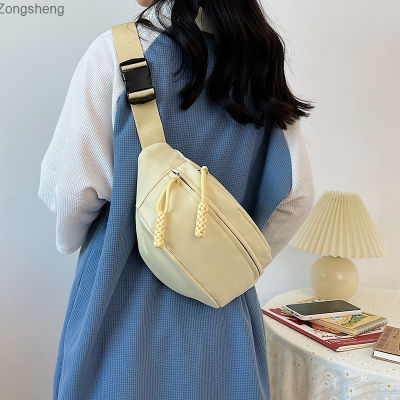 Zongsheng กระเป๋าสะพายข้างกีฬาแฟชั่นผู้หญิงกระเป๋าคาดหน้าอกเกาหลีเรียบง่าย,กระเป๋าสะพายไหล่ความจุมาก2023