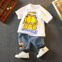 Boys Summer Suit 2023 New Childrens Handsome Summer Clothes Tide Boys Fashionable Sports Short Sleeve Two-Piece Suit