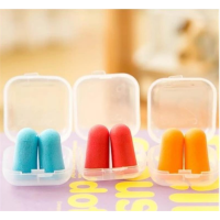 ที่อุดหู earplugs พร้อมกล่อง พกพาสะดวก ใช้ง่าย ป้องกันเสียงรบกวน สีเหลือง/ชมพู/ส้ม/ฟ้า