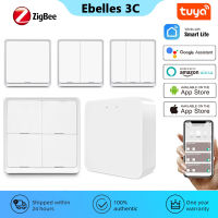 Tuya ZigBee สมาร์ทฉากสวิทช์4 Gang Push ปุ่มรีโมทคอนลไร้สาย Smart Home Wall Switch สำหรับ Alexa Gateway Hub