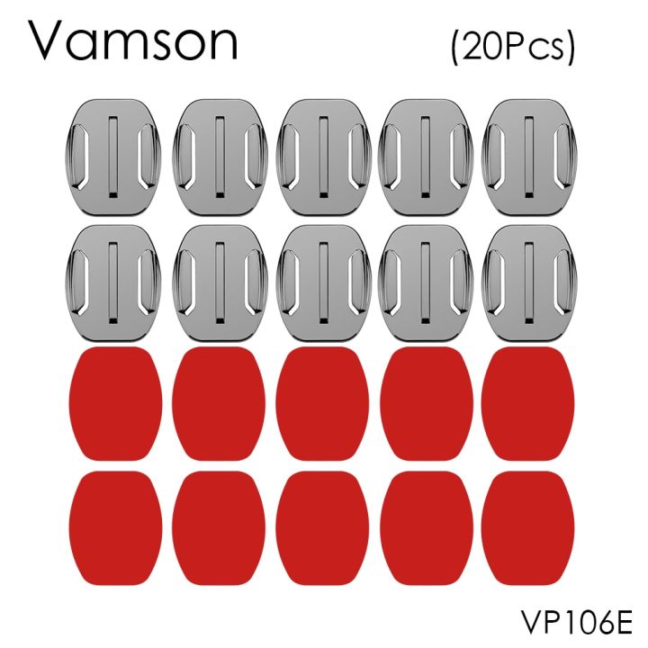 vamson-แท่นยึดฐานผิวเรียบพร้อมสติกเกอร์เทปกาวสองหน้าแรงยึดติดสูง3เมตร20ชิ้นสำหรับ-gopro-hero-5-4-3สำหรับ-sj4000และอุปกรณ์เสริม-eken-vp106e
