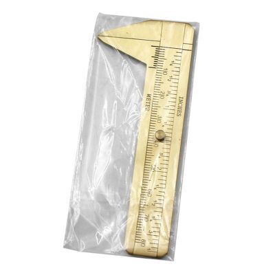 Mini Brass Pocket Ruler Handy Sliding Gauge Brass Vernier Caliper Ruler Measuring Tool Double Scales mm/inch 80mm Q84D