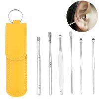 6PCS Ear Cleaner Wax Removal Tool Earpick Sticks Earwax Remover Curette Ear Pick Cleaning Ear Cleanser Spoon Portable Earpick