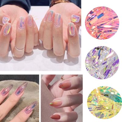 MXBEAUTY Irregular Aurora Cellophane Fragments Colorful Transfer Paper Nail Foil Film Gradient Mirror Glitter Decal DIY Irregular Strip Candy Paper Manicure Tools Nail Stickers