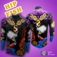 ♛เสื้อตกปลา JK Thailand  เสื้อสำหรับกีฬากิจกรรมกลางแจ้ง ลาย  Hip Fish ป้องกันรังสี UV 80 แห้งเร็ว❉