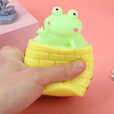 【CW】 1pc Squeeze Frog Cup Colorful Tricky Fidget Stress Rubber Sensory Color