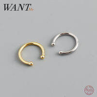 WANTME 925 Sterling Silver Minimalist Fashion Ear Cuff Clip on Earrings For Women Men Girl Without Piercing Nose Ring Jewelry