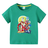 Ultraman Tshirt With Light Boys Girls Tops BaBy Lesure Lesure Short-Sleeved Summer 100% Cotton Kid S