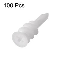 uxcell 100pcs White Plastic Drywall Hollow Wall Anchors Expansion Pipe 13x42mm for manual or electric tools