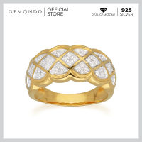 Gemondo แหวนเงินแท้ 925 ชุบทอง 18K ประดับเพชร (Diamond) ดีไซน์ลวดลายผ้าไทย