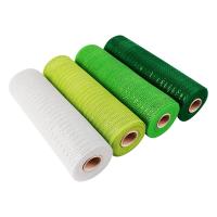 4 Roll St. S Day Mesh Ribbon Plastic Mesh Green White Wired Edge Ribbon 10 Inch X 30 Feet Deco Mesh Ribbon