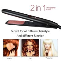 2 In 1 Hair Straightening Curling Iron Ceramic Flat Iron Professional Hair Straightener LCD Display Hair Curler Styling Tools