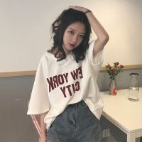 [COD] 2022 summer V-neck new casual top short-sleeved student t-shirt large size womens printed Korean version trendy one piece shop