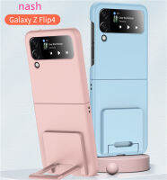 สำหรับ Samsung Galaxy Z Flip4อุปกรณ์ป้องกันเลนส์แบบกันรอยนิ้วมือที่ไม่ติดที่รอยนิ้วมือหนังสีทึบเป็นมิตรกับผิวเคสโทรศัพท์กันกระแทก