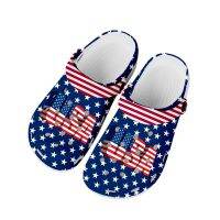 USA Flag America Red Blue White Art Home Clogs Custom Water Shoes Mens Womens Teenager Shoe Garden Clog Beach Hole Slippers House Slippers