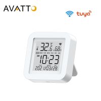 AVATTO Tuya Wifi Temperature Humidity Sensor, Real-Time Report LCD Display Indoor Hygrometer Thermometer For Alexa Google Home