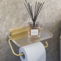 ❧✔ Bathroom Paper Holder Wall Mounted Phone Rack Toilet Tissue Shelf Bathroom Accessories Acrylic Paper Towel Dispenser paper