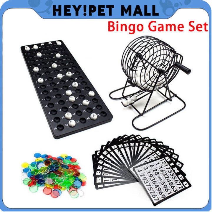 Heypet Bingo Game Deluxe Family Bingo LOTTO Rotary Cage Game Set Board