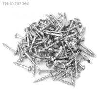 ♕✌  100Pcs M4x25 Zinc Plated Partially Threaded Oblique Self-Tapping Screws Set High Strength Cross Round Head Pocket Hole Jig Screw