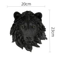 black Lion New Resin Simulation Animal Figurines Wall Wolf Head Status Lion Figure Decor Bar Mural Sculptures Ornaments Home Accessories