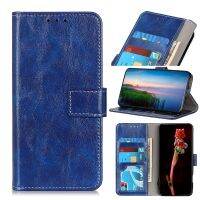 SmartPhonemall For Motorola Moto E22 4G/E22i Retro Crazy Horse Texture Leather Phone Case(Blue)